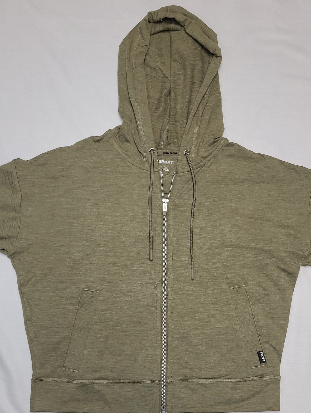 DKNY Soft Army Olive Green Full Zip-Up Hoodie S/P